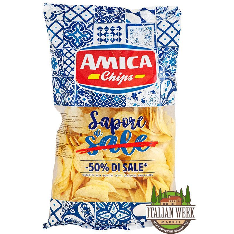 Чипсы c пониженным содержанием соли (-50%) Sapore di sale, Amica chips, 175 г