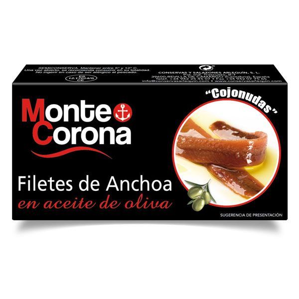 Филе анчоусов в оливковом масле, MONTE CORONA, 50 г (ж/б в карт/кор)