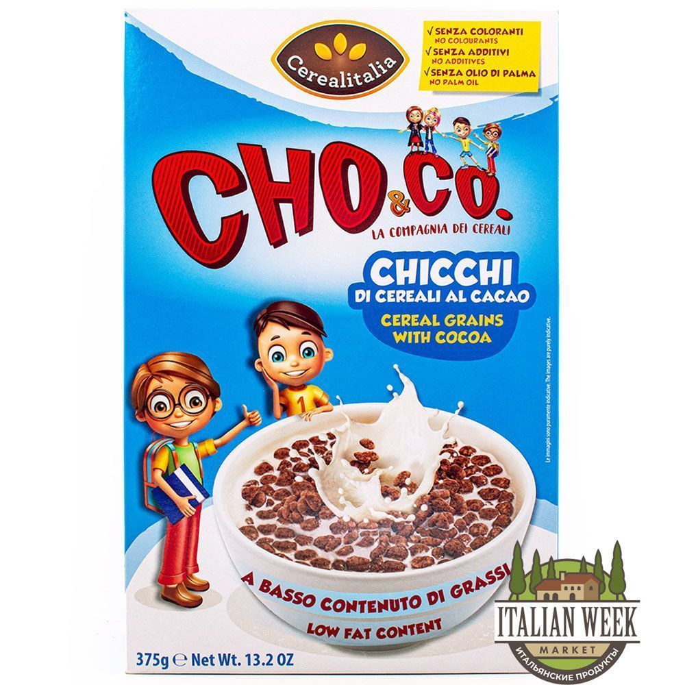 Готовый завтрак хлопья с какао CHO&CO, CEREALITALIA, 375 г