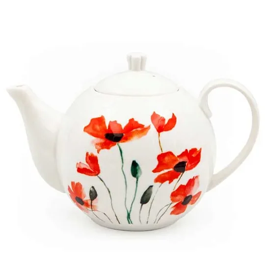 Чайник из фарфора Красные маки (RED POPPIES) в картонной коробке 600 мл REGINADIFIORI