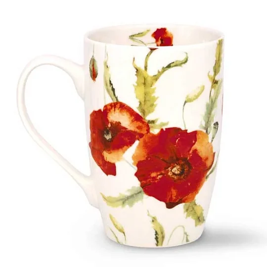 Кружка чайная из фарфора Красные маки (RED POPPIES) в картонной коробке 500 мл REGINADIFIORI