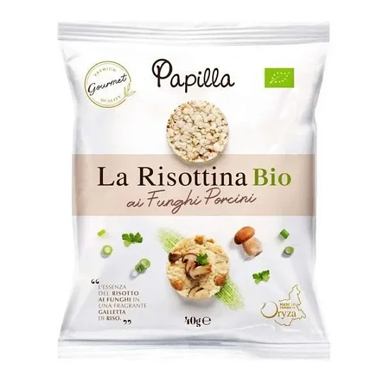 Мини галеты из неочищенного риса с белыми грибами BIO, PAPILLA RISOTINA, ORYZA, 40 г
