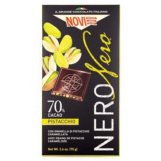 Шоколад горький с фисташками Nero Nero 1566, NOVI, 75 г