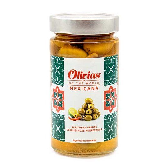 Оливки Гордаль без косточек c перцем халапеньо по-мексикански Olivias by Tast, 370 мл (ст/б)