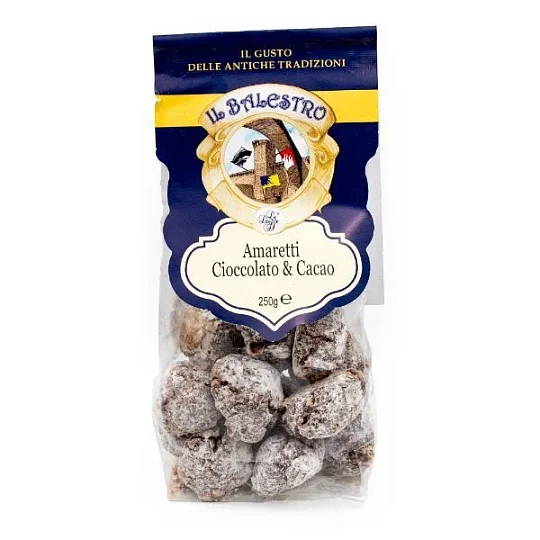 Печенье Амаретти миндальные с шоколадом и какао, IL BALESTRO, 250 г (пл/пак) 