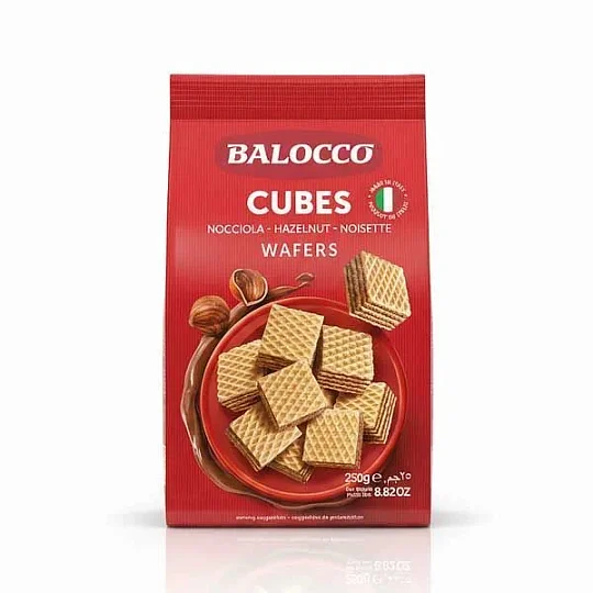 Вафли с ореховым кремом кубики Balocco, 250 г