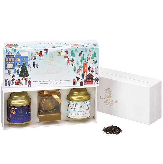 Набор двух видов чая CHRISTMAS TEA с инфузером для заваривания, LA VIA DEL TE, 80 г (ж/б в подарочной коробке)