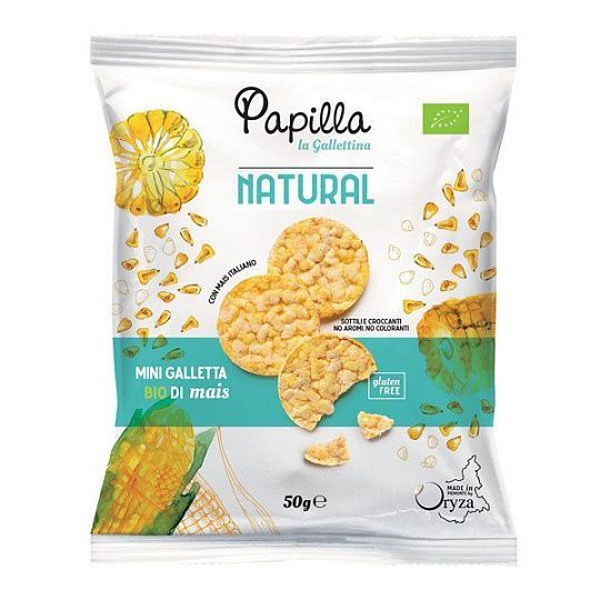 Мини галеты из кукурузы BIO, PAPILLA NATURAL, ORYZA, 50 г