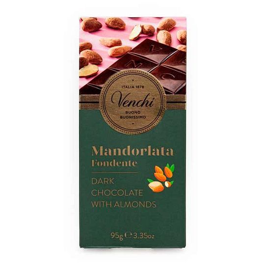 Шоколад темный с обжаренным миндалем Venchi, 95 г (карт/кор)