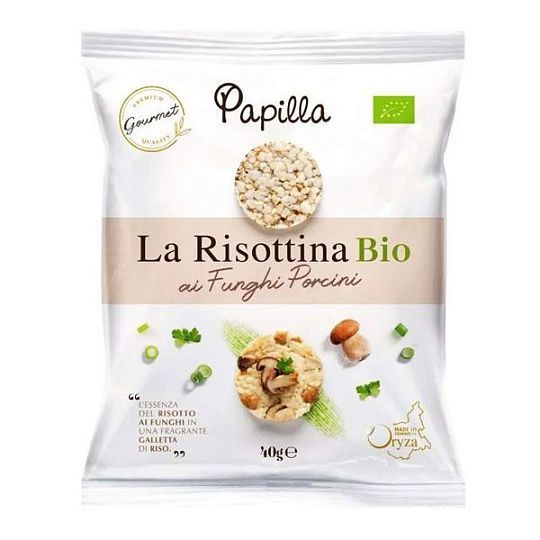 Мини галеты из неочищенного риса с белыми грибами BIO, PAPILLA RISOTINA, ORYZA, 40 г