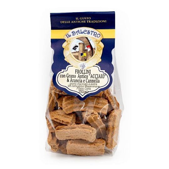 Печенье Фроллини из пшеницы Аччайо с апельсином и корицей, IL BALESTRO, 250 г (пл/пак)