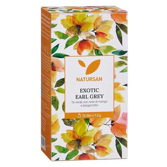 Чай зеленый Экзотический Эрл Грей с нотками манго и бергамота, 25 пакетиков, NATURSAN, 37,5 кг (карт/кор)